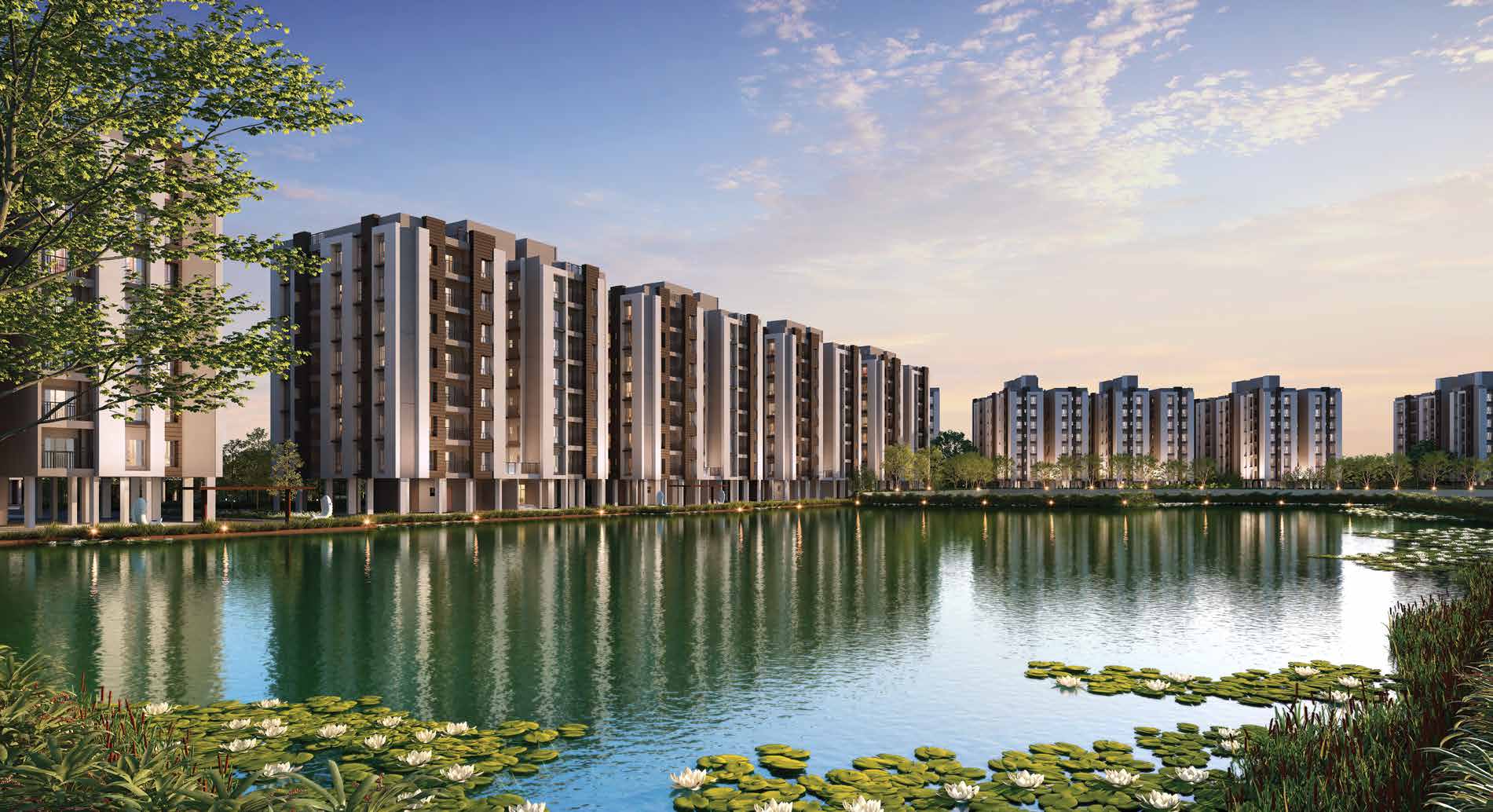 Srijan Eternia waterbody-facing towers, Madhyamgram Kolkata