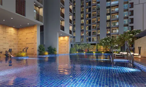 Srijan Optima swimming pool and residential towers